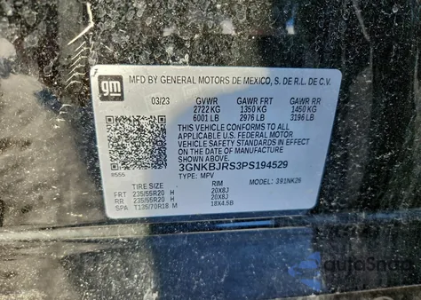 2023 Chevrolet Blazer 3Lt z USA, uszkodzony, nr VIN 3GNKBJRS3PS194529